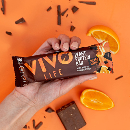 Wegańskie batony proteinowe Vivo Life - Termin ważności: 18.12.2026 r. - kakao i pomarańcza (12 x 65g)